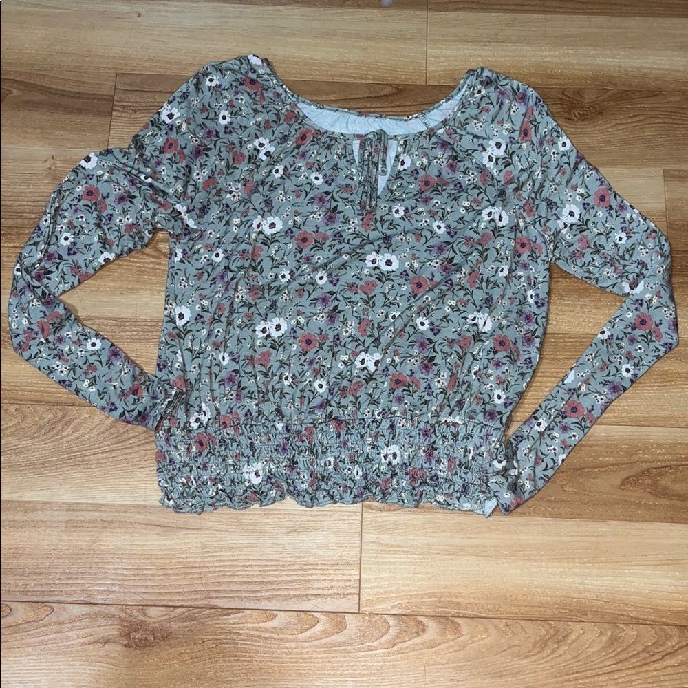 American Eagle Outfitters Floral Blouse - Gray and Pink - Picture 2 of 5